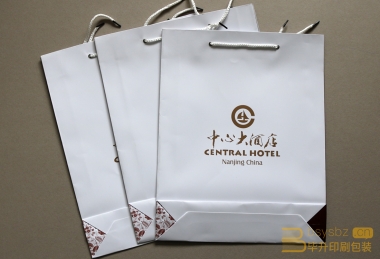南京中心大酒店手提袋印刷、星級手提袋印刷、酒店手提袋